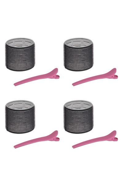 Zumzeria Black Ø6cm Curlers with Fuchsia Clips 11cm - 8pcs