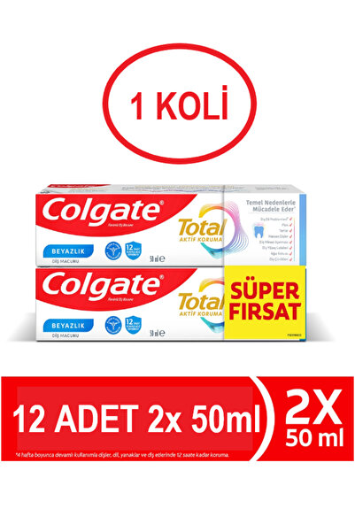 Colgate Total Profesyonel Beyazlık Beyazlatıcı Diş Macunu 50mlx2'li 12 ADET 1...