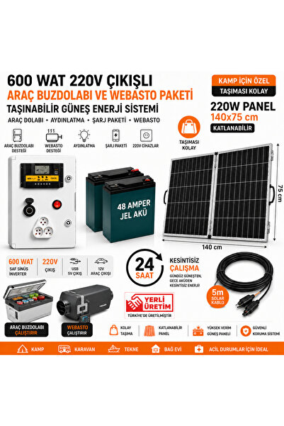 CELİKSHOP ARAÇ BUZDOLABI ÇALIŞTIRMA PAKETİ GÜNEŞ ENERJİLİ (220 ÇIKIŞLI)