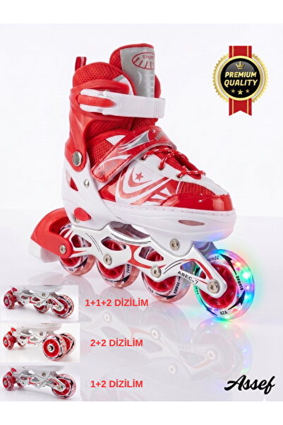 assef Sports Paten Çocuk Paten Işıklı Paten Silikon Teker Paten Ayarlanabilir...