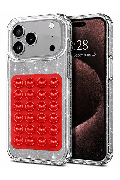 EDELFU iPhone 17 PRO MAX / 18 PRO MAX uyumlu - Simli Sert Sararmaz Şeffaf Kıl...