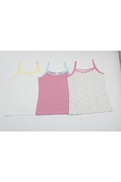BENALİ Girl's White Cotton 3-Piece Thin Strap Undershirt F4621