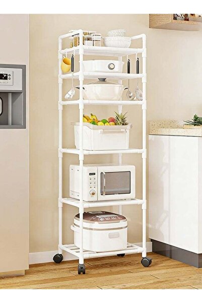 Arabest 6 Tier Storage Shelves,Stable Metal Storage Rack,Rolling Wheels,Armre...