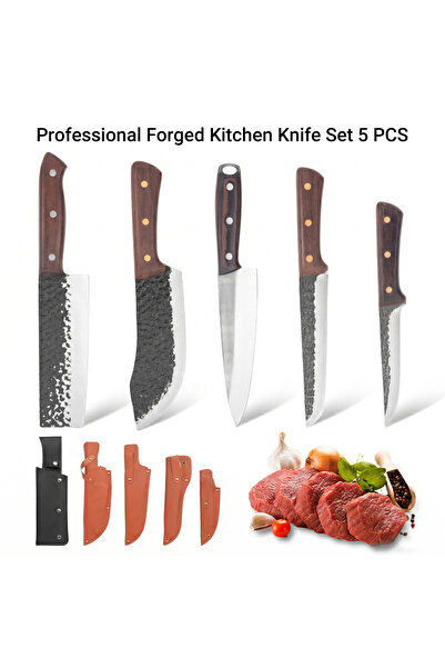 OSOOKE 5-Piece Professional Kitchen Knife Set with Protective Sheaths, Hammer...