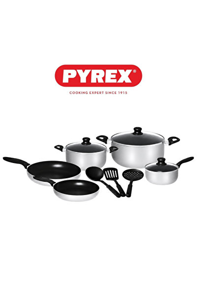 Pyrex Argento 11-Piece Cookware Set – Non-Stick Pots & Pans with Lids & Nylon...