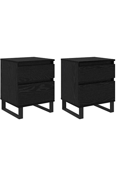 vidaxl Dulap de noapte cu sertar 2 pcs Stejar Negru 40 x 35 x 50 cm