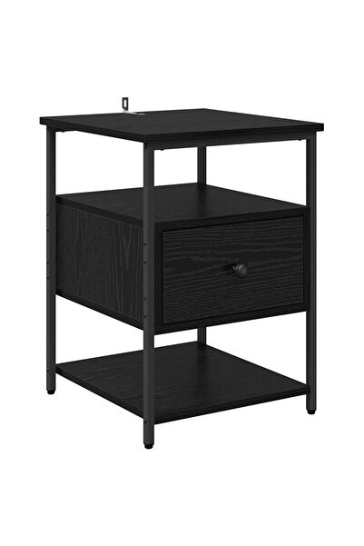 vidaxl Dulap de noapte Stejar Negru 40 x 42 x 56 cm Lemn compozit