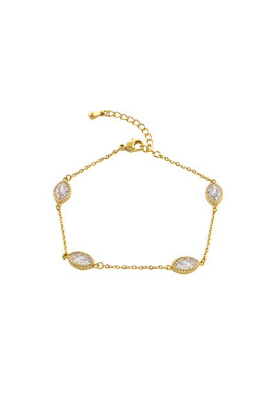 OXETTE Brățară placată cu aur de 18k cu elemente de zirconiu incolor Happy He...