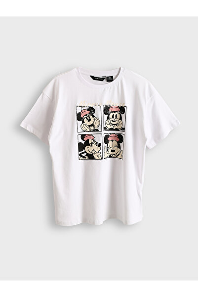 LC Waikiki Tricou de damă cu guler rotund și imprimeu Minnie Mouse