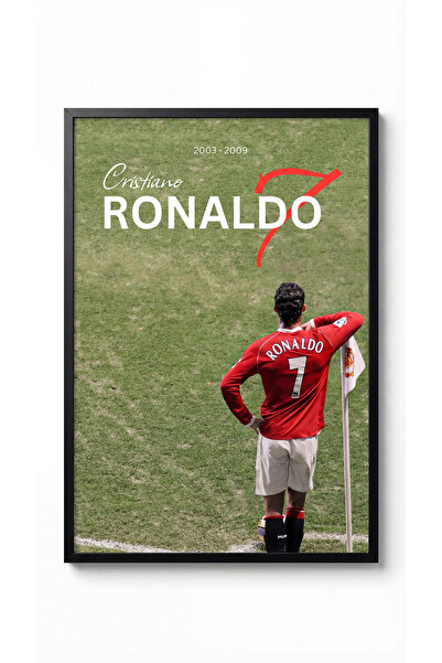 icontablo Cristiano Ronaldo Kırmızı Şeytan Siyah Çerçeveli Tasarım Tablo Spor...