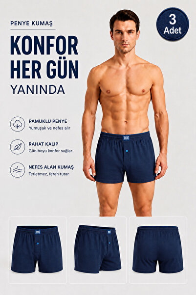 Alıç Tutku Men's Combed Cotton Boxer Underwear - 3 Pieces Comfortable Fit Bre...