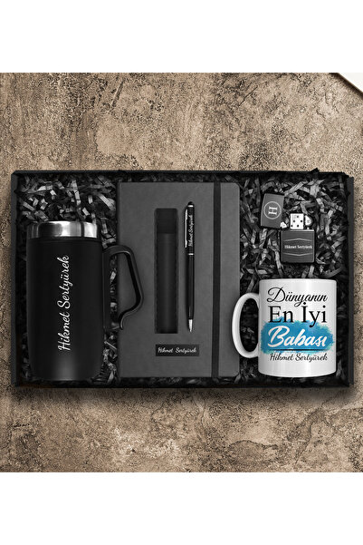 Apollon Gift Shop Babalar Gününe Özel Termos & Defter & Deri Kılıflı Touch Pe...