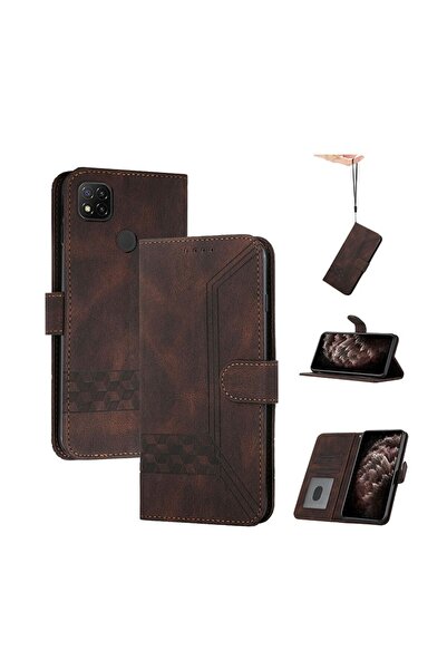 sscase Cubic Skin Feel Θήκη Πορτοφόλι Dark Brown (Xiaomi Redmi 9C)