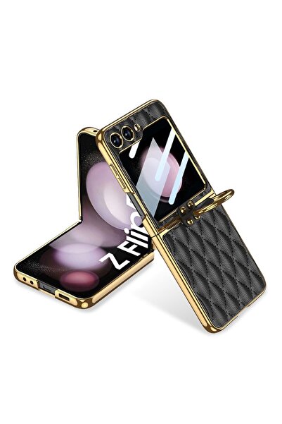 sscase Puff Rhombus Σκληρή Θήκη με Δαχτυλίδι Black (Samsung Galaxy Z Flip5 5G)