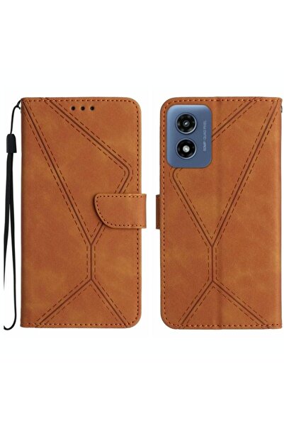 sscase Stitching Embossed Θήκη Πορτοφόλι Brown (Motorola Moto E14)