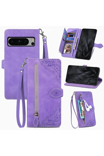 sscase Flower Zipper Θήκη Πορτοφόλι Purple (Google Pixel 8 Pro 5G)