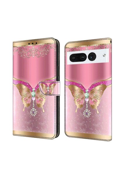 sscase Crystal 3D Θήκη Πορτοφόλι Pink Butterfly (Google Pixel 7 Pro 5G)