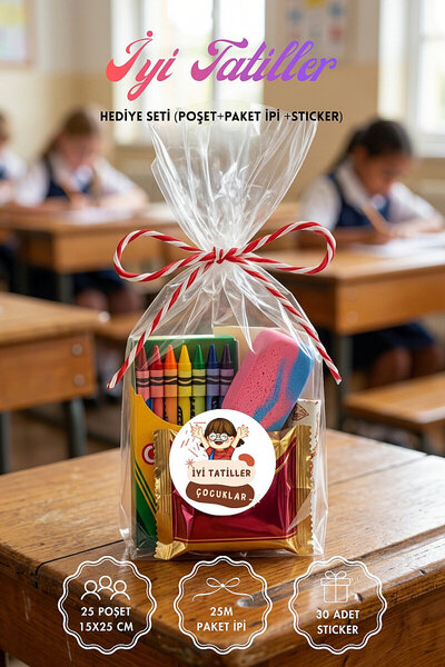 Bimotif 25li İyi Tatiller, Yaz Tatili Hediye Poşet Seti (25 Poşet 15x25cm, 25...