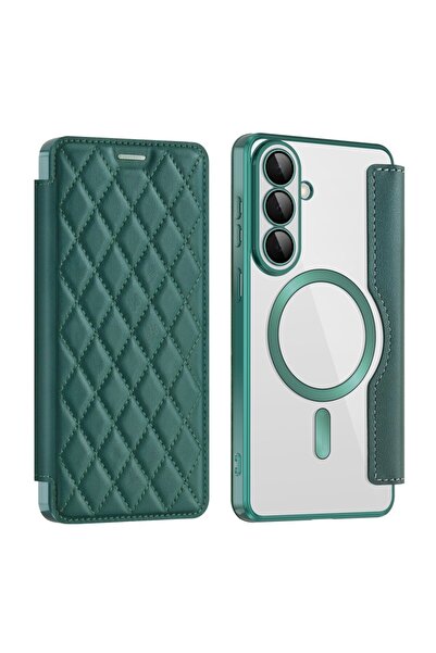 sscase Puff Rhombus MagSafe Θήκη Βιβλίο Blackish Green (Samsung Galaxy S26 5G)