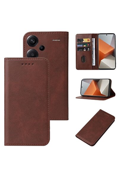 sscase Closure Magnetic Leather Θήκη Πορτοφόλι Brown (Xiaomi Redmi Note 13 Pr...