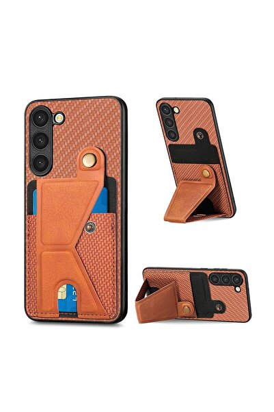 sscase Carbon Fiber Σκληρή Θήκη με Στήριγμα Brown (Samsung Galaxy S23 5G)