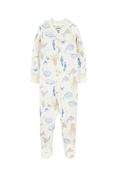 Carter's Carters Erkek Bebek Karma Baskılı Fermuarlı Patikli Tulum 3-9 Ay EKR...