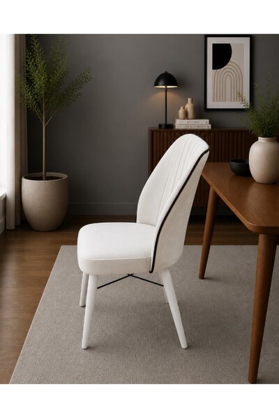 odrina SOVOS SERİSİ 2 ADET AÇIK KREM ,BEYAZ AHŞAP SANDALYE ,1.Cİ SINIF BABY F...