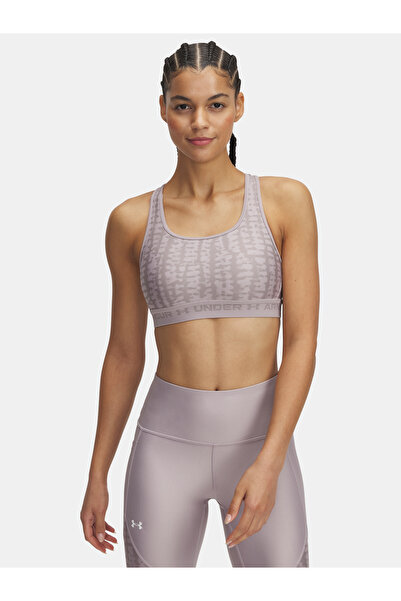 Under Armour Sutien de damă cu bretele încrucișate la spate, cu imprimeu.