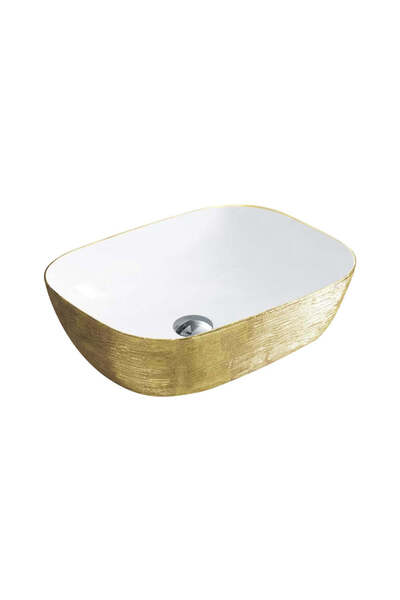 Casa Stile Lavoar baie pe blat 8217PG ceramica premium alb-auriu