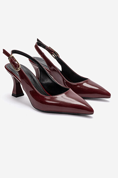 Lizzu Women's Open Back Pointed Toe 7cm Heeled Shoes Black Skin