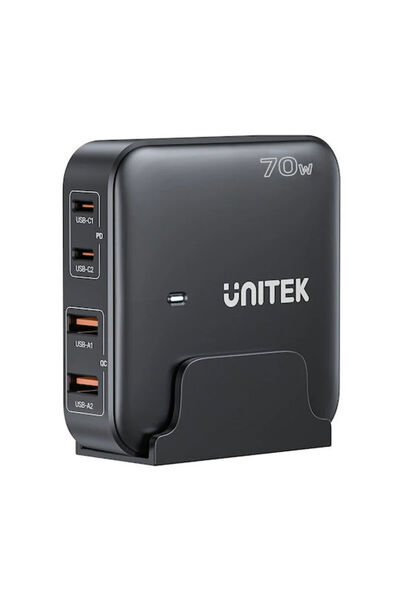 Unitek Βάση Φόρτισης GaN με 2 Θύρες USB-A και 2 Θύρες USB-C, Γρήγορη Φόρτιση ...
