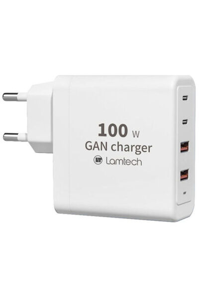 Lamtech Φορτιστής χωρίς καλώδιο GaN με 2 θύρες USB-A και 2 θύρες USB-C 100W Λ...