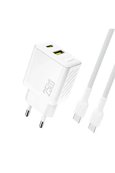 DUDAO Φορτιστής GaN με θύρα USB-A και θύρα USB-C και καλώδιο USB-C σε USB-C, ...