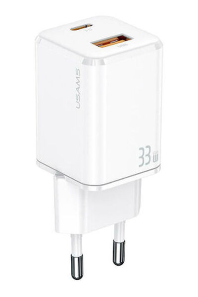 Usams Φορτιστής Χωρίς Καλώδιο με Θύρα USB-A και Θύρα USB-C, Παροχή Ισχύος 33W...