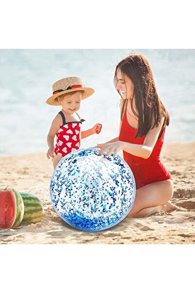 Arabest 5-Pack Sequins Beach Balls 16 & 24 Inch, Inflatable Glitter Confetti ...