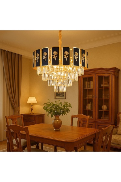 proled Crystal Radiance 400 Chandelier, modern lighting, E14, black with gold
