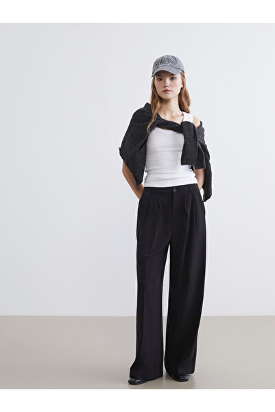 LC Waikiki Loose Fit Wide Leg Pleated Women's Fabric Trousers