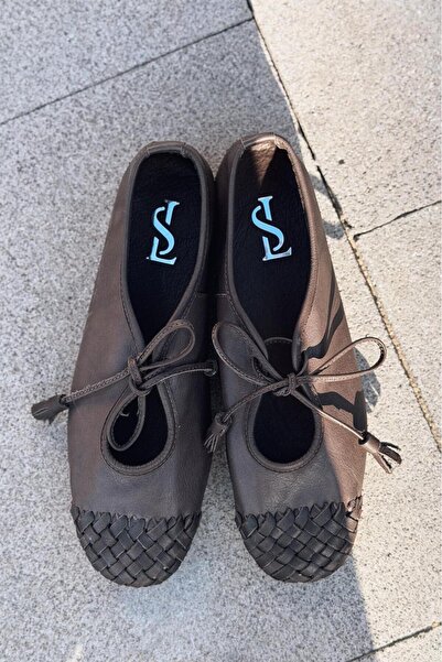 I Love Shoes Talorin Genuine Leather Women's Lace-Up Ballerinas Light Brown