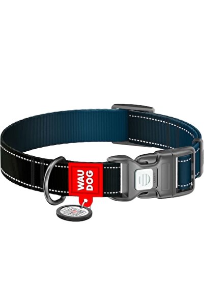 WAUDOG Nylon Mono dog collar with QR passport, reflective, with plastic buckl...