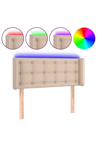 vidaxl LED headboard, cappuccino 103x16x78/88cm eco- Leather