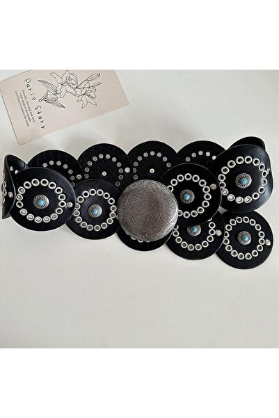 Other Curea lată de damă din piele PU neagră, stil Western, Vintage Boho, cu ...