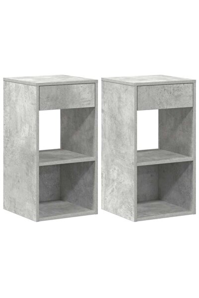 vidaxl Noptiere cu sertar 2 buc gri beton 35x34x66,5 cm