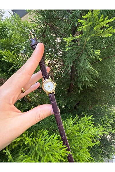 rubsey Minimal Leather Cord Women's Wristwatch Bitter Brown