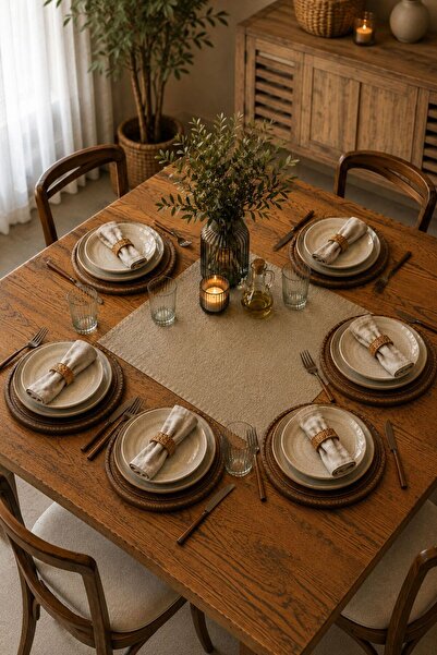 Luna Ahşap Wooden Plate, Wooden Presentation Plate 6 Pieces 28 Cm, 100% Natur...