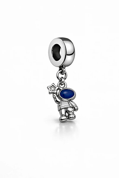 MakeWell Steel Astronaut Figure Dangle Charm – Blue Stone Detailed Starry Bra...