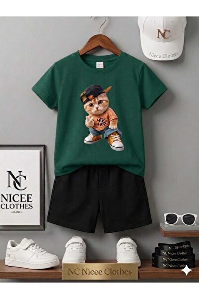 NC Nicee Clothes Tricou și pantaloni scurți de vară pentru copii, unisex (pis...