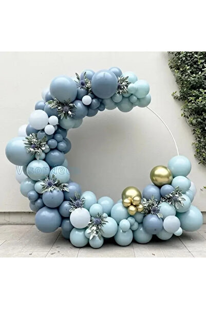 Baloane Vesele Set Arcada Baloane Aniversare Bleu si Auriu 94 Piese Decor Par...