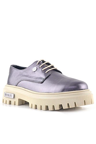 OrtopedikAL Rakerplus 1030 Platinum 100% Leather Metal Detailed Lace-Up Women...