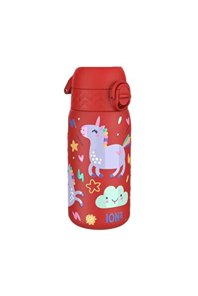 Ion8 Sticlă de apă din oțel inoxidabil pentru copii, 400ml, Unicorni roșii