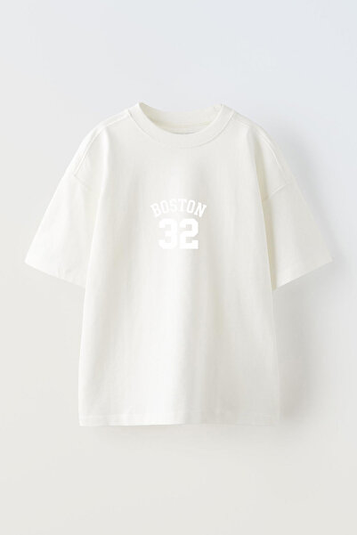 Anetos Boston 32 Design Pre-Printed Cotton White Oversize t Shirt